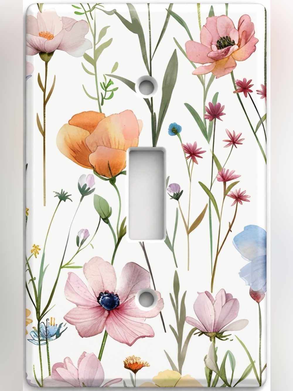 Handmade Watercolor Wildflower Floral Toggle Light Switch Cover Plate